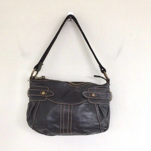 Fossil black classic leather shoulder bag women's EUC pre-owned 12" x 7.5" x 3" - Picture 8 of 8